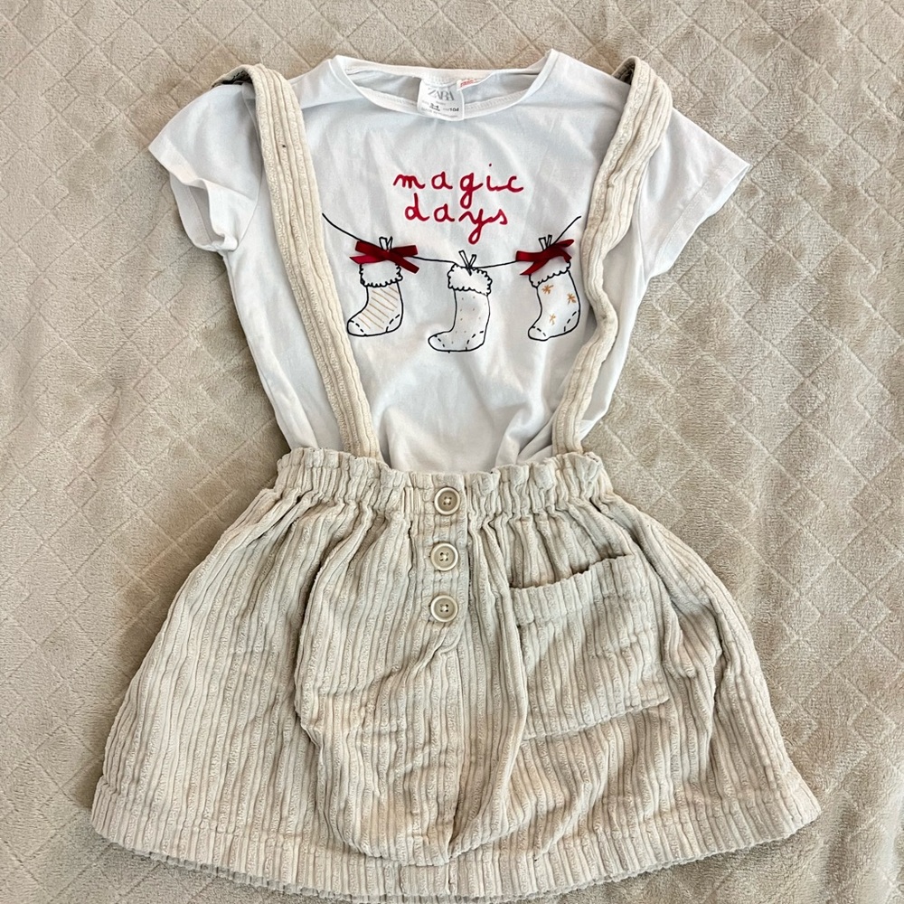 Zara Kids Matching Set - White and Cream